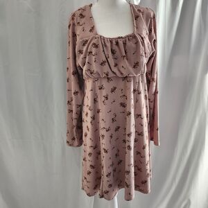 Floral Pink Long Sleeve Dress